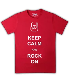 Прикольные футболки: Keep Calm and Rock On на красной